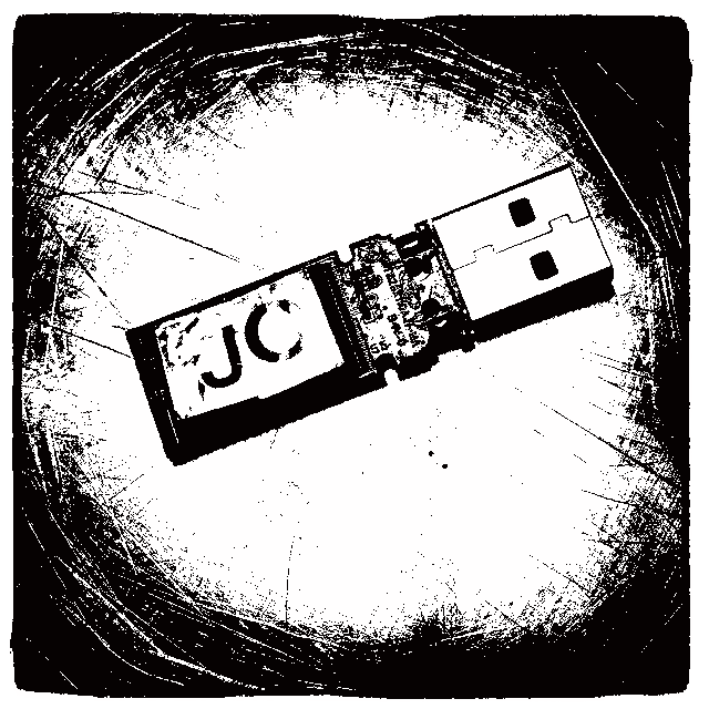 one of a kind hand cracked && custom broken USB drive containing this exxxclusive glitch artwork by jonCates
